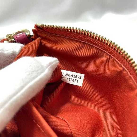 Coach Pouch ec-24044 Pink F65471 PVC Leather Studs COACH Chain Flower Women's